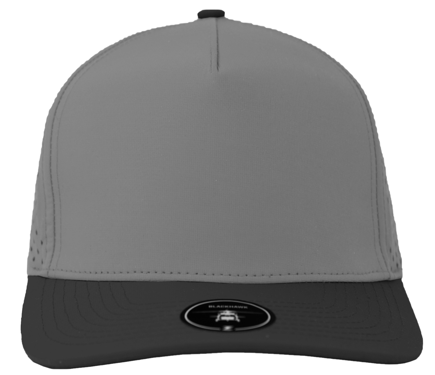 Custom Hat Blackhawk Grey Black Front View