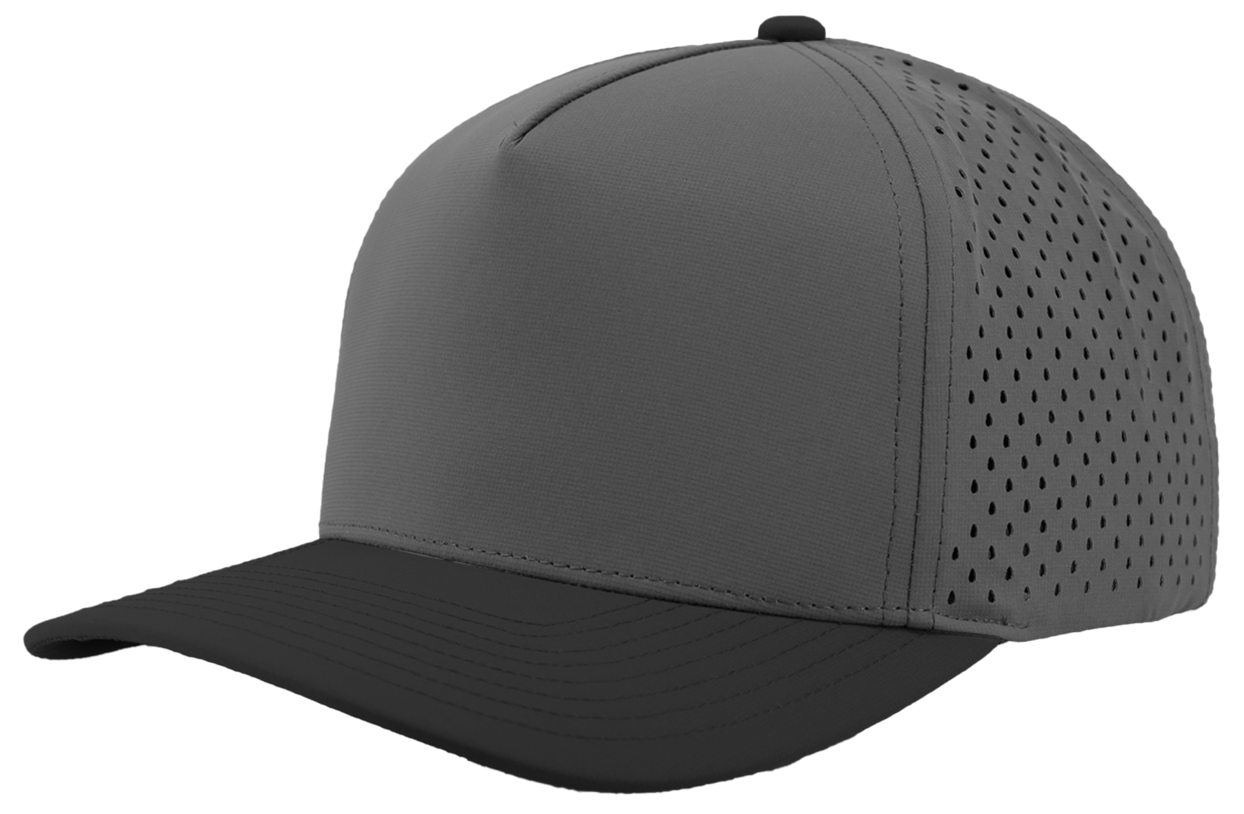 Custom Hat Blackhawk Grey Black Slant View