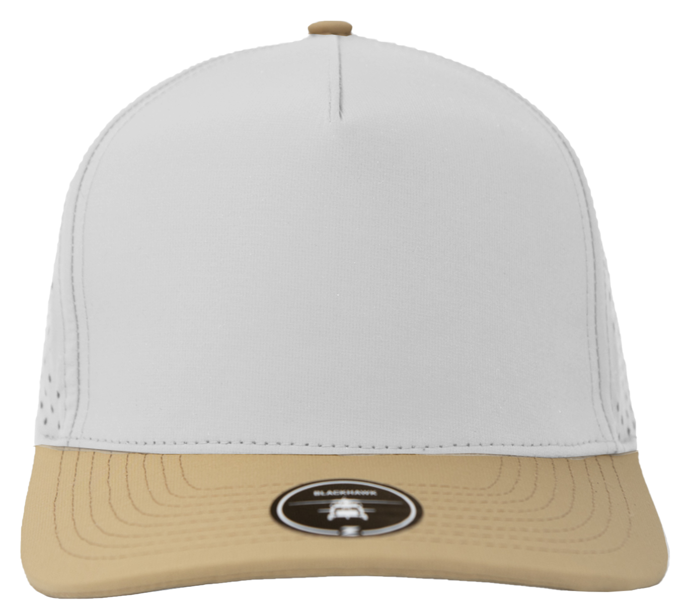 Custom Hat Blackhawk Khaki White Front View