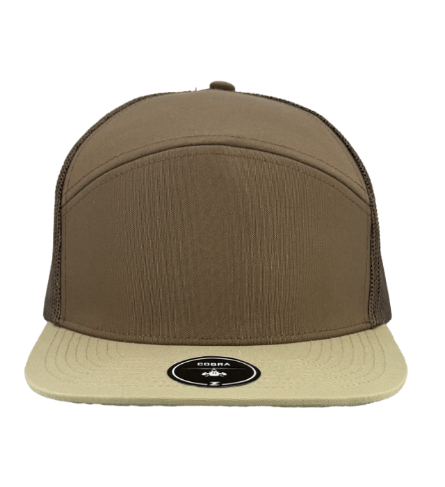 custom hat cobra trucker brown khaki front