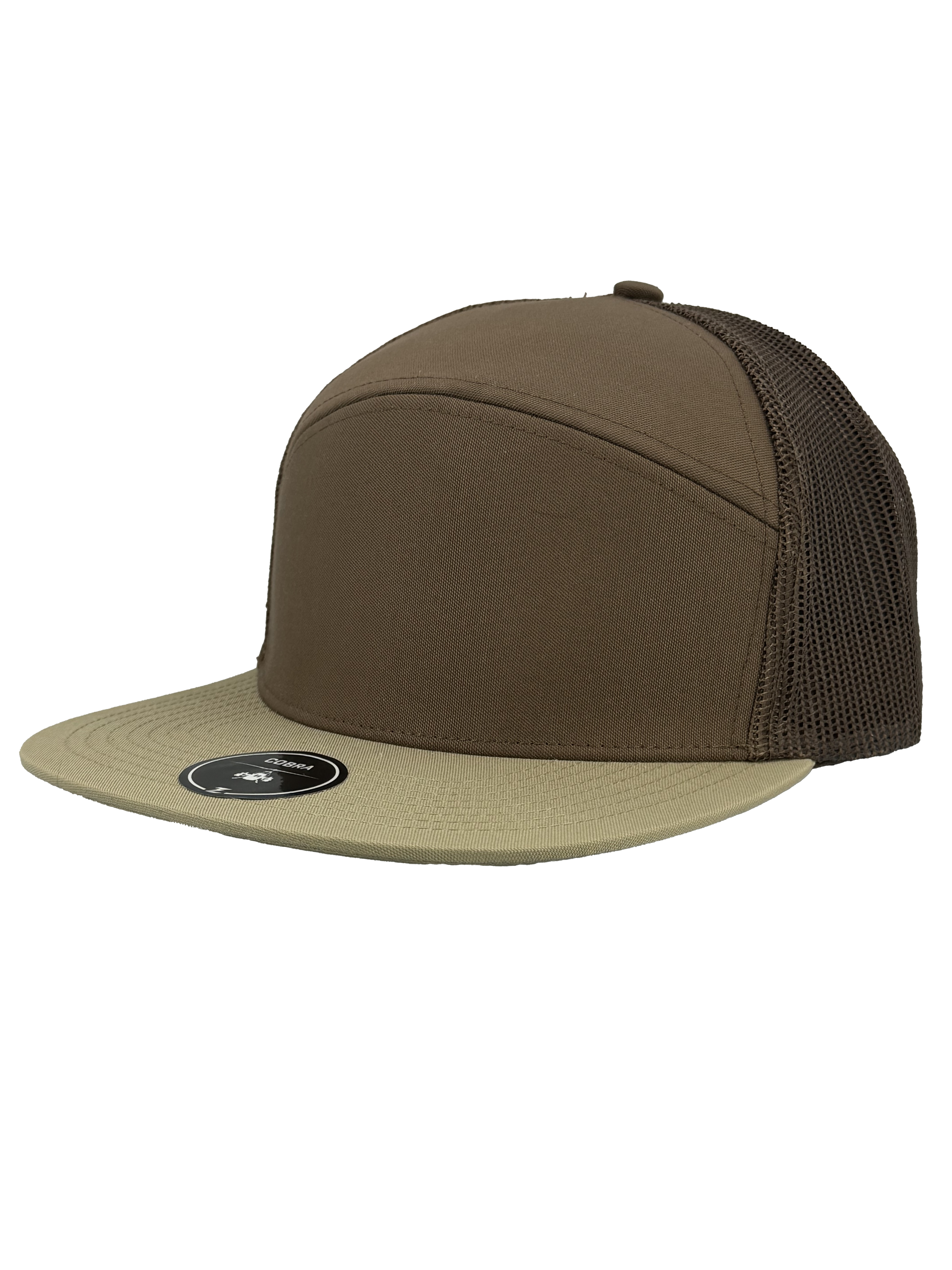 custom hat cobra trucker brown khaki slant