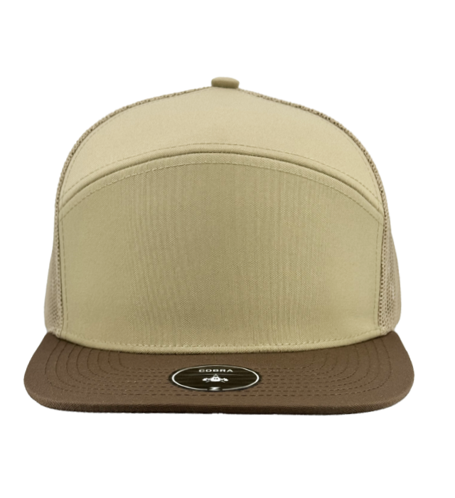 custom hat cobra trucker khaki brown front