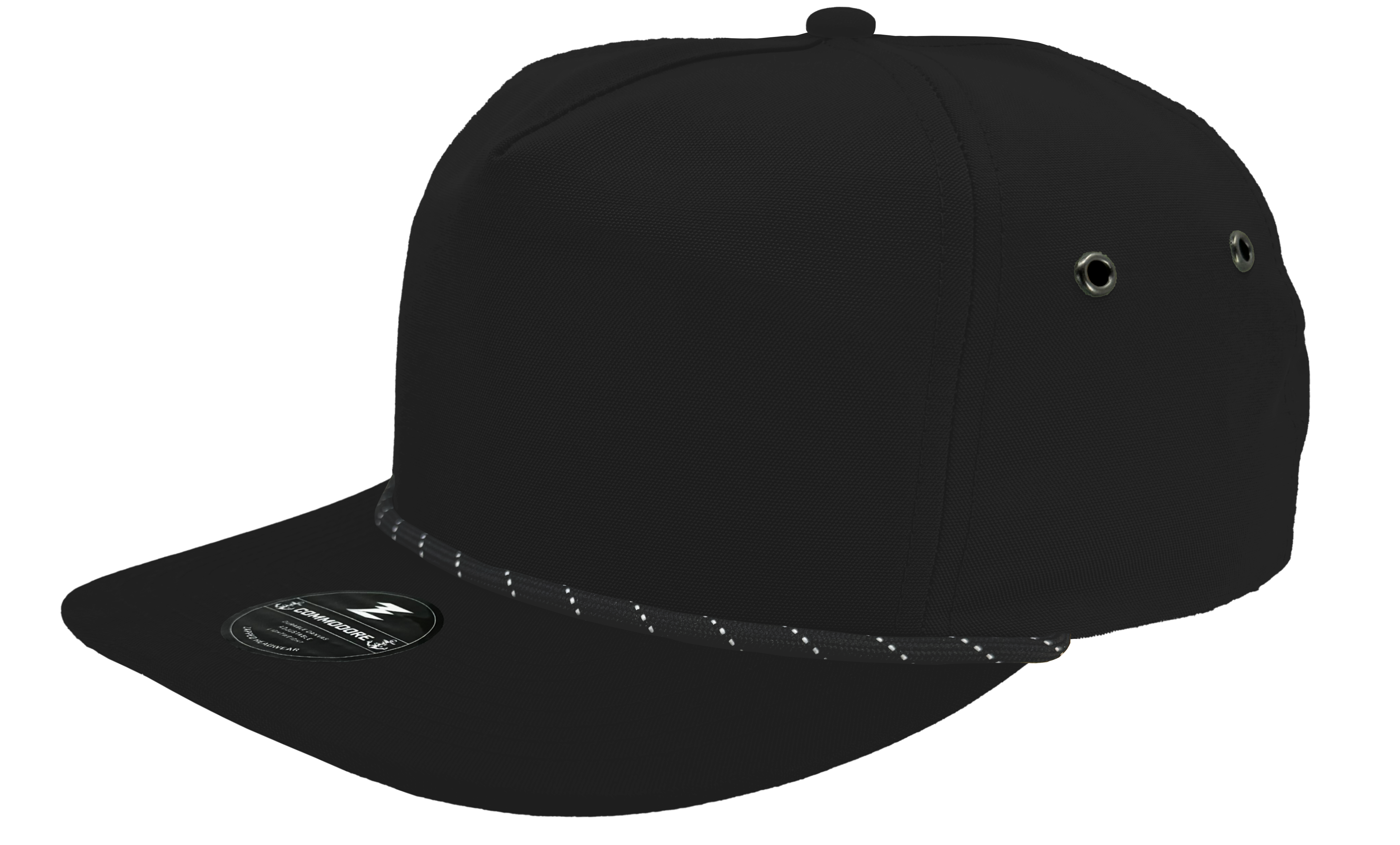 black custom hat commodore 5 panel