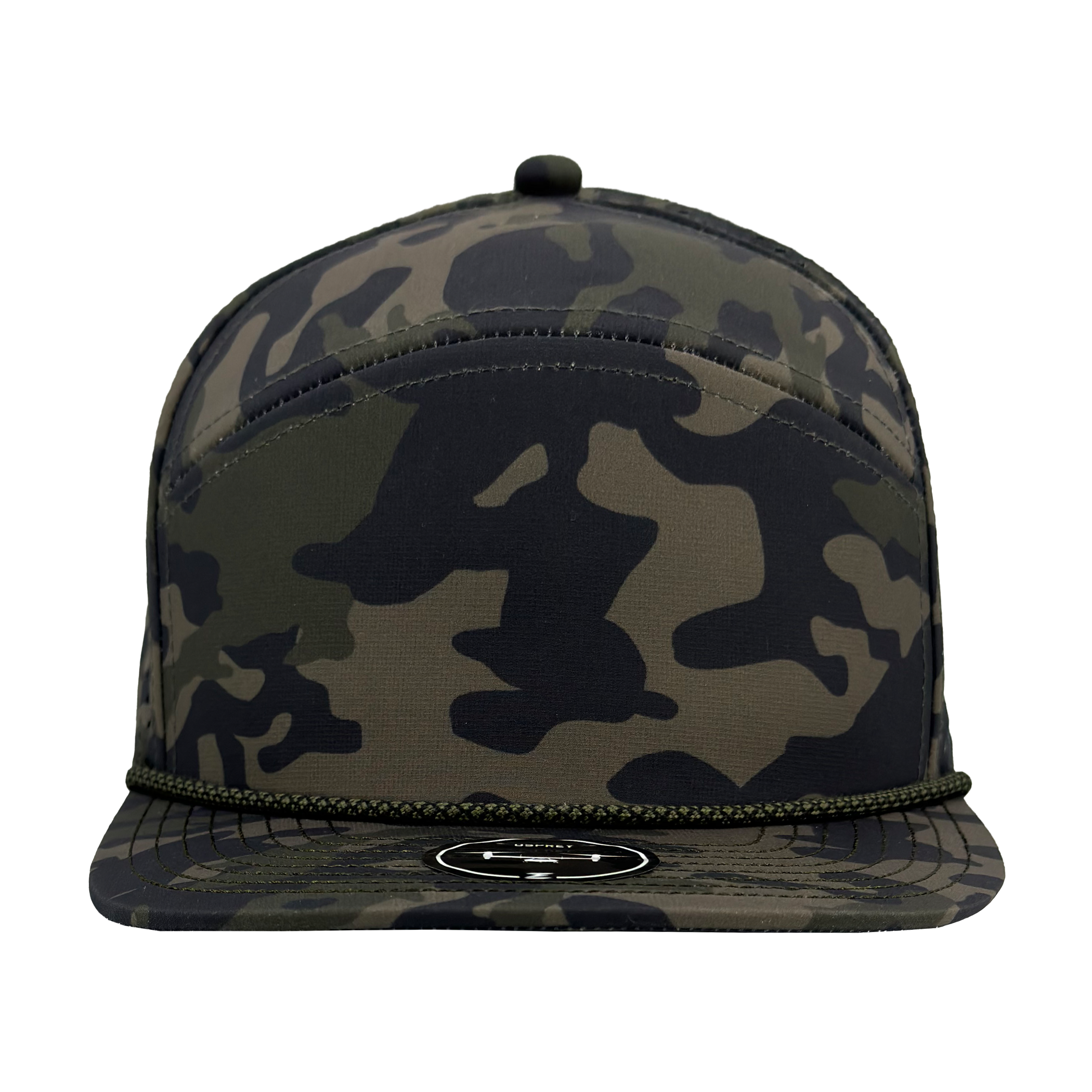 custom rope hat olive camo 7 panel