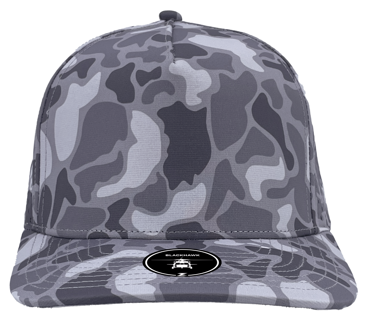 grey old school camo blackhawk custom hat front