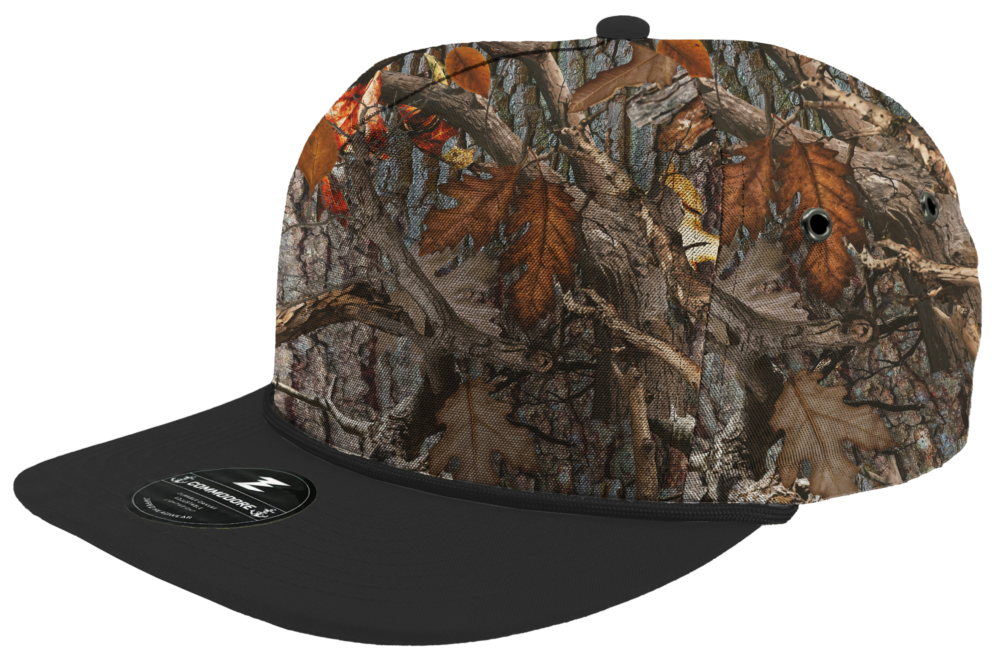 Oak camo black commodore unstructured 5 panel snapback hat