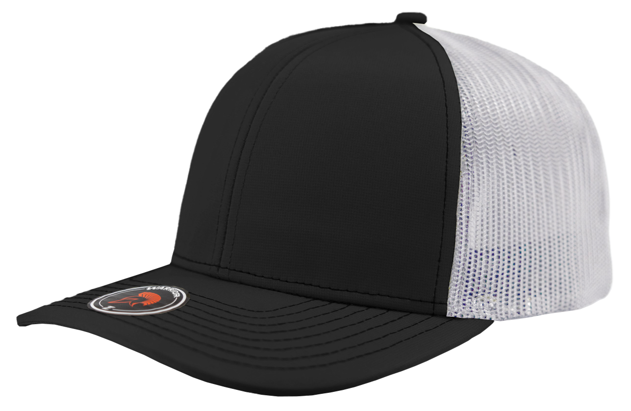 warrior black white mesh trucker hat richardson 112