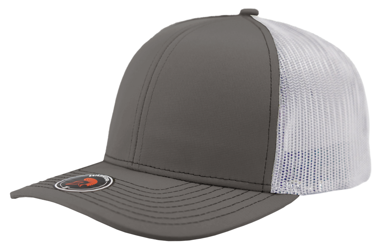 warrior charcoal white mesh trucker hat richardson 112