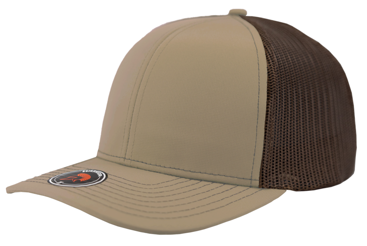 warrior khaki brown mesh trucker hat richardson 112